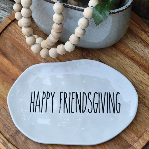 Transpac Other - Happy FRIENDSGIVING white irregular shaped plate by Johanna Parker Designs